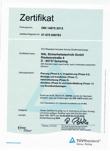 TÜV Rheinland Industrie Service GmbH - Zertifikat